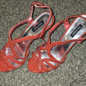 White House Black Market Red Strappy Sandals